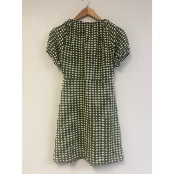 NEW Madewell Jacquard Puff-Sleeve Mini Dress in Gingham Check Size S - Picture 7 of 10